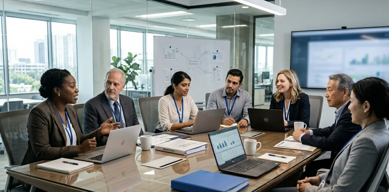 Healthcare professionals collaborating around a conference table